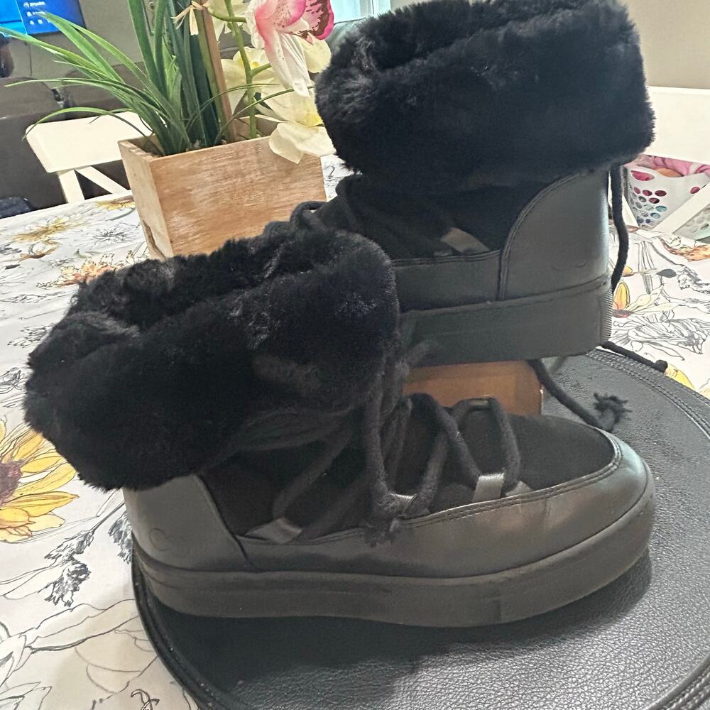 CALIA Hailey Boots Womens Size 9 Black Suede Leather Fur Lined in original box